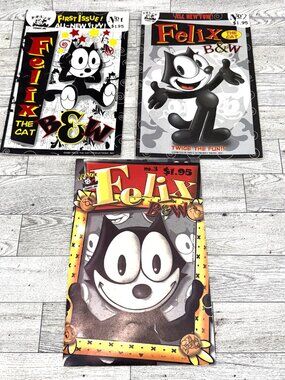 Vintage Felix the Cat Black & White 1997/1998 Paperback Comic Books, Set of 3